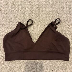 Skims Everyday V-Neck Wireless Bralette - Chocolate Brown